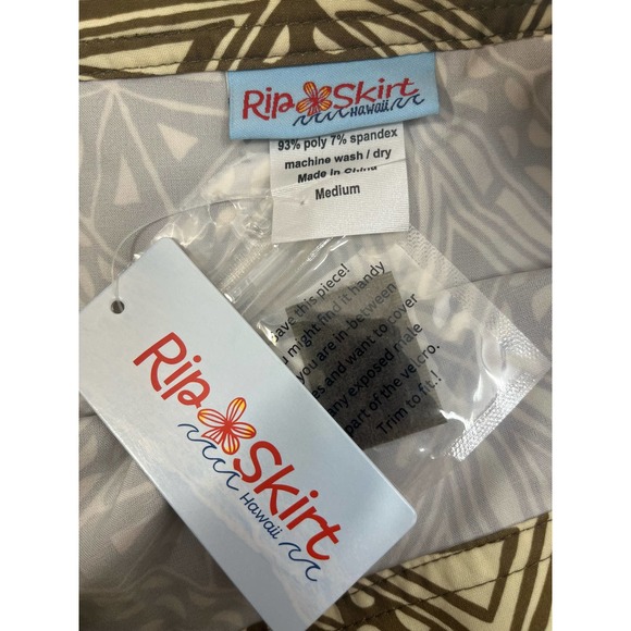 Ripskirt Hawaii Skirt Style‎ 100 Vintage Tribal Brown Beige Geometric M - Picture 4 of 5